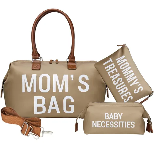 Vista 7 de printe Bolsa de pañales grande de 6 piezas con cambiador y 2 bolsas organizadas, bolsa de mamá para hospital con funda para chupete, correas, gancho