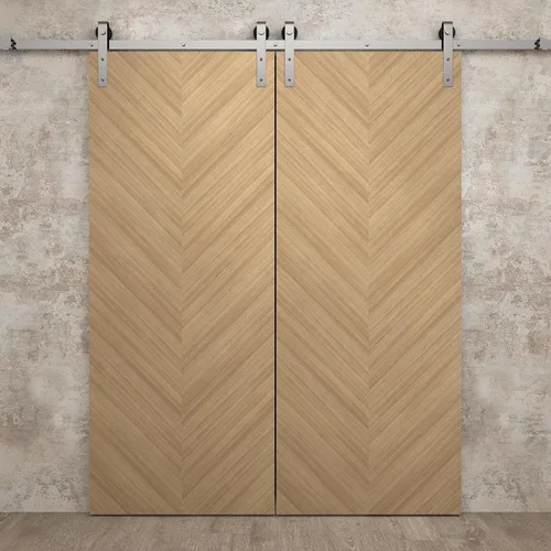 Vista 3 de SARTODOORS Panel de puerta de losa interior de 18 x 80 pulgadas Ego 5005 roble natural Puertas de chapa de madera Armario de bolsillo Natural
