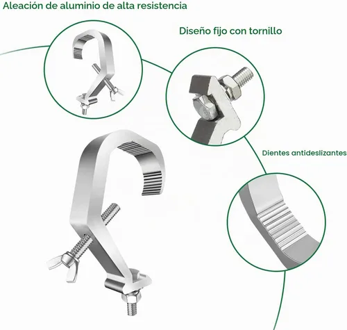 Vista 4 de Abrazaderas de luz de DJ resistentes, paquete de 4 abrazaderas de 180 libras, dispositivo colgante de abrazadera Czgor Lighting C, carga máxima, 180