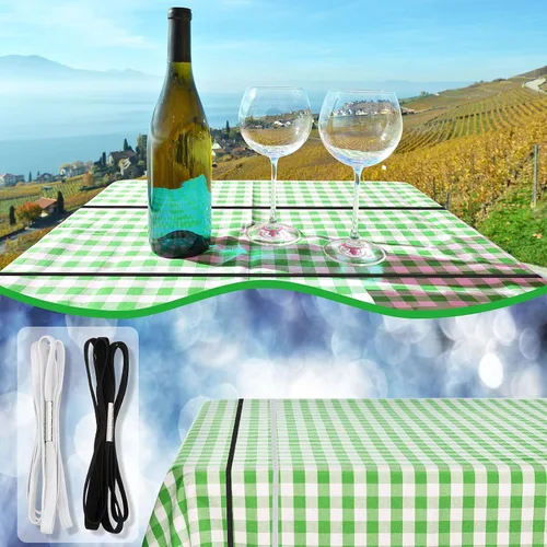 Vista 4 de Riakrum Correa elástica ajustable para mantel de mesa, cuerda elástica ajustable para sujetar la cubierta de mantel para picnic al aire libre
