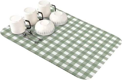 Vista 10 de Tapete escurridor de platos Nautical Seaside, color beige aguamarina, 12 x 16 pulgadas, absorbente, antideslizante, para encimera de cocina