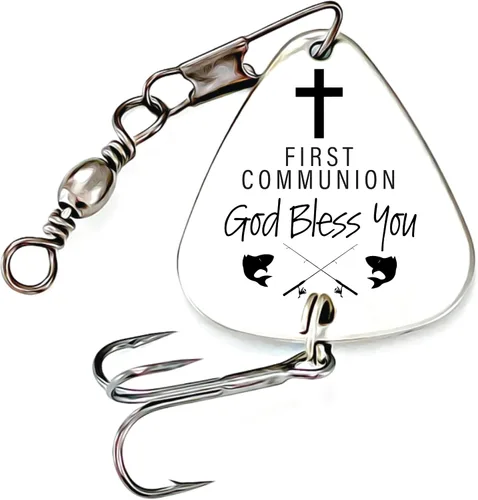 Vista 6 de Faith Gift Fishing Lure Confirmation First Holy Communion Godfather Pastor Church Catholic Cross Waterproof Usable Cross-Lure