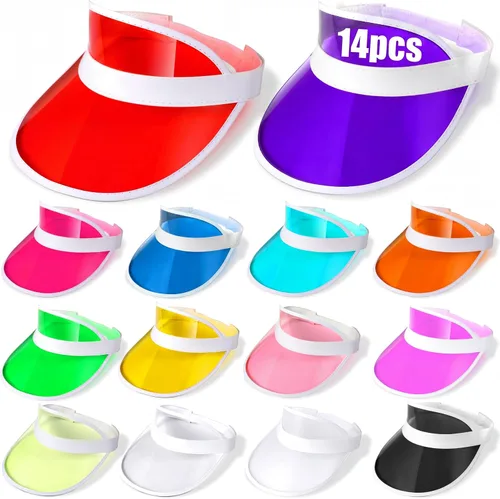 Vista 22 de Jiuguva Viseras de plástico unisex para el sol, gorra de póquer con protección UV para hombres y mujeres, deportes al aire libre, actividades