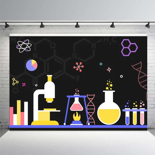 Vista 8 de MEHOFOND Decoraciones de fiesta de ciencia de 7 x 5 pies, fondo de estudio fotográfico, decoración de fiesta de cumpleaños, suministros de pancartas
