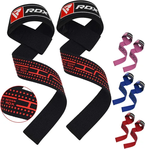 Vista 8 de RDX - Correas de elevación para levantamiento de pesas – Correa de muñeca de gimnasio resistente 100% algodón con acolchado de neopreno de 5 mm