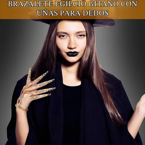 Vista 6 de Maitys 2 pulseras de oro con incrustaciones de acrílico para mujer, pulsera egipcia gitana para danza del vientre, con uñas de dedo, disfraz de Rubí