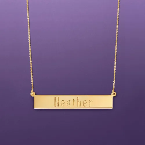Vista 4 de Ross-Simons Italian 14kt Yellow Gold Personalized Bar Necklace