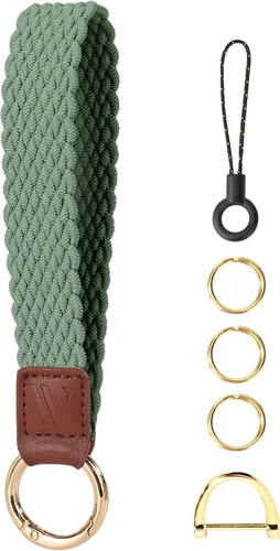Vista 16 de WEESMILE - Llavero de muñeca elástico, bonitos llaveros de muñeca para mujer Car Keychain for Keys, Elastic Wrist Strap, Breathable Woven