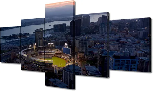 Vista 77 de Busch Stadium Baseball Home Decor St. Louis, Missouri Cityscape - Pósteres e impresiones artísticas de pared de 5 piezas de estadios de béisbol