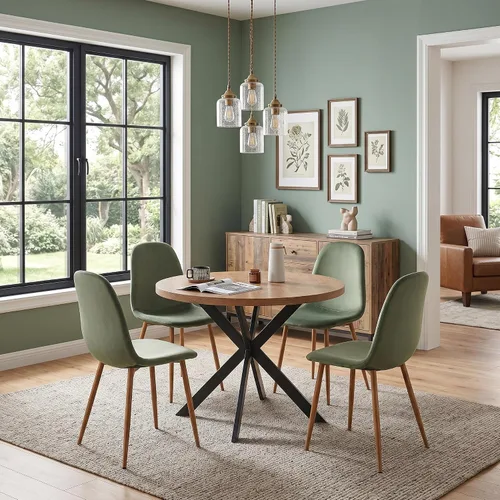 Vista 9 de Howtek Juego de mesa de comedor de 5 piezas, mesa de comedor rectangular moderna con 4 sillas de comedor de terciopelo, juego de mesa de cocina que