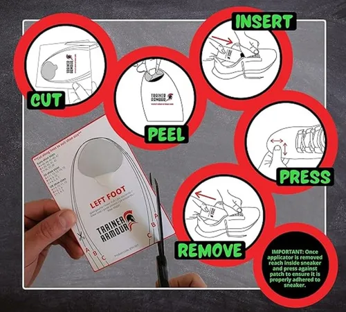 Vista 4 de Big Toe Hole Preventer, self-Adhesive Patches with a Clever applicator - Shoe Toe Hole Area Repair Patch