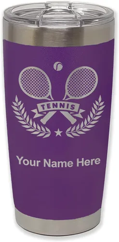 Vista 20 de LaserGram Personalized 20oz Tumbler, Tennis Rackets (Black) Engraved Gift for Tennis Players, Vacuum Insulated Stainless Steel, Laser Engraved