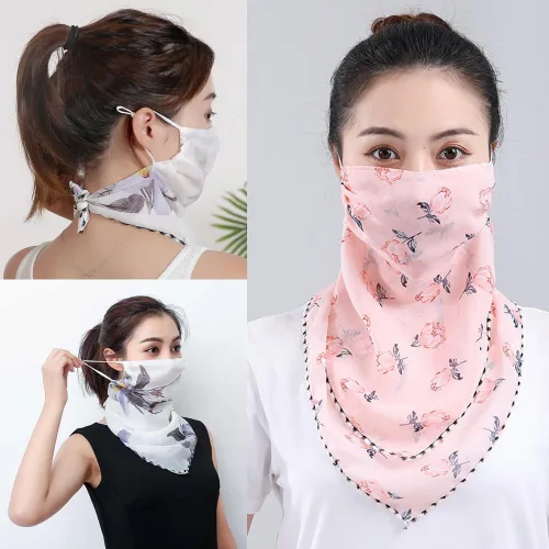 Vista 4 de Paquete de 2 bufandas con protección UV para el sol de verano con diseños para mujer, polaina refrescante para el cuello con bucles para las orejas