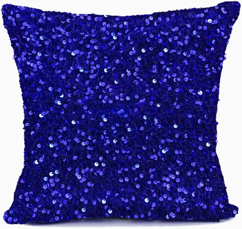 Vista 6 de The Yard - Tela de lentejuelas azules de 1 yarda, tela elástica de lentejuelas, tela de tapicería azul real brillante para coser, tela de punto