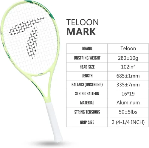 Vista 6 de Teloon Raquetas de tenis recreativas para adultos - Raqueta de tenis de 27 pulgadas para hombres y mujeres, estudiantes universitarios, raqueta