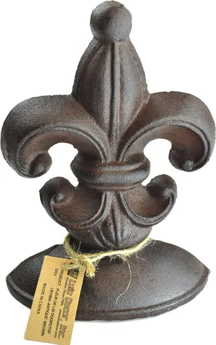 Vista 10 de Lulu Decor, Tope de puerta de flor de lis, hierro fundido, 2 libras, tope de puerta (negro antiguo)