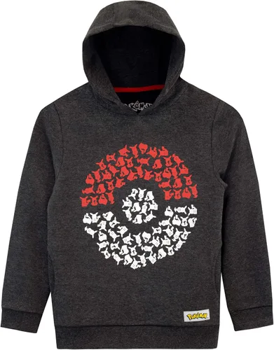 Vista 2 de Pokemon Sudadera con capucha de pokeball para niños Gris