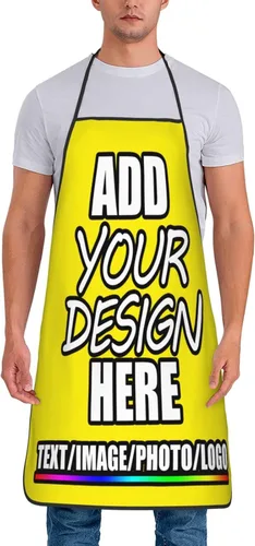 Vista 15 de Delantal personalizado personalizado para añadir nombre, foto, texto, logotipo, cocina ajustable para cocinero para hombres y mujeres