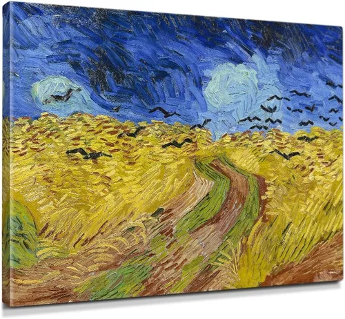 Vista 36 de IPIC - Campo de trigo con cuervos, reproducción artística de Vincent Van Gogh. Lienzo de giclée para decoración del hogar 10#F (20 x 16)