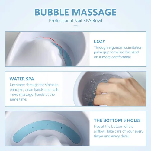 Vista 4 de Cuenco eléctrico de remojo de uñas de burbujas, cuenco de mano de manicura, masaje de spa de chorro de agua, máquina de manicura relajante
