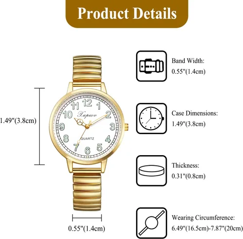 Vista 6 de Avaner Relojes de pulsera elásticos para mujer reloj de cuarzo analógico de fácil lectura con manecillas luminosas para mujeres y señoras