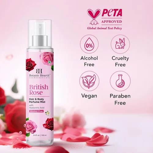 Vista 6 de Botanic Hearth British Rose Spray corporal y perfume para el cabello para mujeres, 3.4 onzas