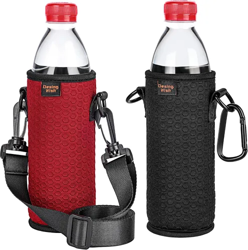 Vista 10 de Fundas aislantes portátiles de plástico de 16.9 onzas, fundas aislantes de 16, 17, 18 onzas, soporte para botellas/latas con correa para el hombro