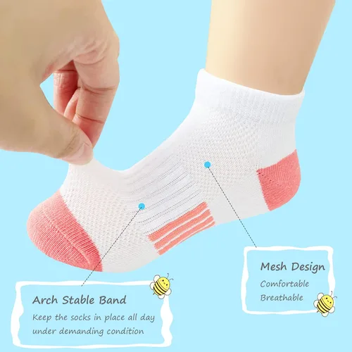 Vista 3 de Bemeol Calcetines para niñas, 12 pares de calcetines deportivos de algodón para niños pequeños y grandes