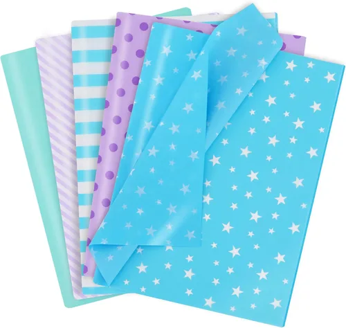 Vista 10 de BEISHIDA 100 hojas de papel de seda blanco y negro a granel, rayas de sarga y puntos, estrellas para bolsas de regalo, papel de regalo de 14 x 20