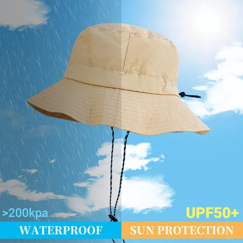 Vista 2 de NPJY Packable Sun Bucket Hat for Women Outdoor Waterproof Rain Hat Blanco (plegable)