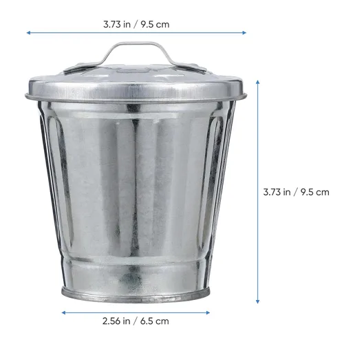 Vista 2 de SOLUSTRE 1 mini bote de basura de metal con tapa, plateado, 3.54 L, portátil, ligero, cuadrado, baño, hogar, exterior