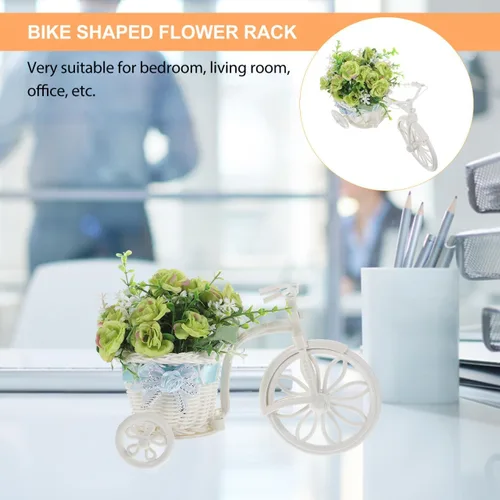 Vista 3 de STOBOK Soporte para plantas de bicicleta, soporte de flores artificiales en forma de bicicleta para escritorio, hogar, oficina, decoración, estante