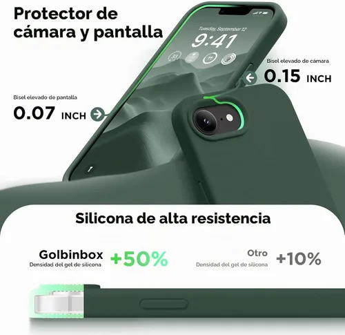 Vista 6 de GolbinBox - Funda magnética para iPhone 17e/16e, funda de silicona, color Verde militar