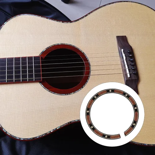 Vista 6 de Roseta de palisandro para guitarra acústica, decoración de agujero de sonido redondo que añade un poco de brillo a la cara, diámetro