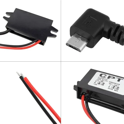 Vista 2 de DC a CC 12V a 5V 3A Convertidor de energía Micro USB Adaptador impermeable Voltaje descendente Conector Regulador Módulo de fuente de alimentación