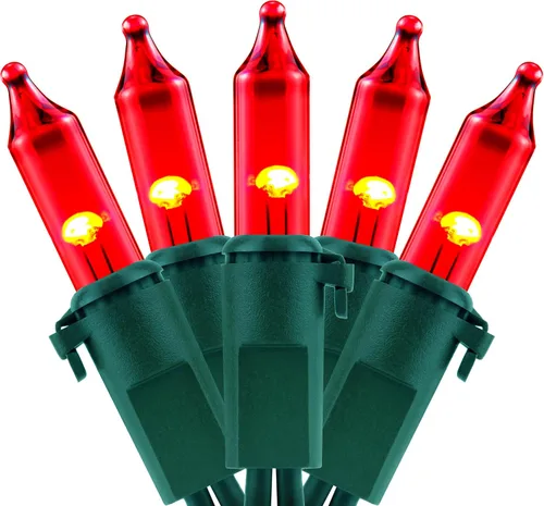 Vista 10 de YULETIME 100 luces de Navidad verdes, 33 pies de cable verde certificado UL como incandescentes, mini cadena de luces LED Incandescent-Like LED