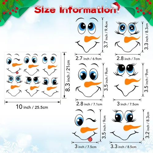 Vista 2 de 24 calcomanías de cara de muñeco de nieve para adornos de Navidad, calcomanías de dibujos animados para bolas de Navidad, refrigerador/botellas