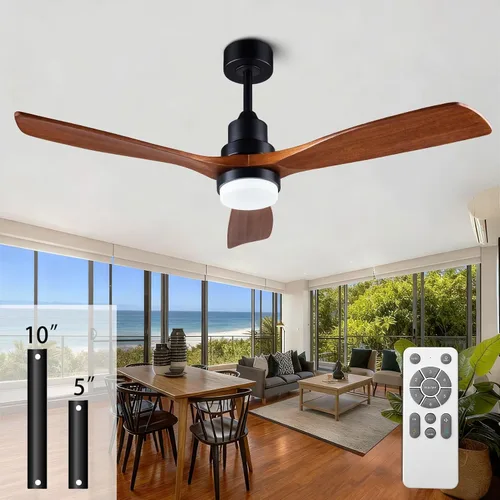 Vista 14 de Ventiladores de techo de 42" [con control remoto de iluminación], ventilador de techo moderno de madera para interior y exterior