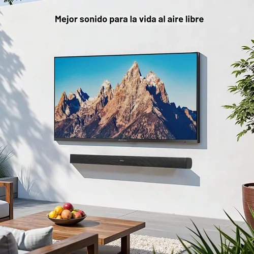 Vista 7 de SYLVOX Barra de sonido impermeable al aire libre para TV, barra de sonido Bluetooth IP65 con control remoto, sonido potente de 60 W, envolvente 3D