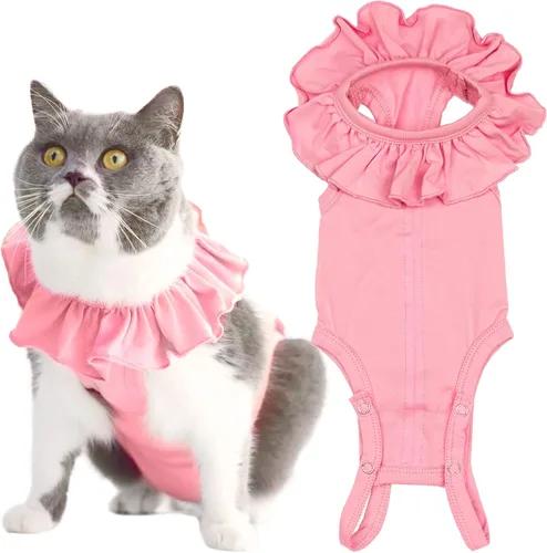 Vista 11 de Traje de recuperación para gatos para heridas abdominales y enfermedades de la piel, camisa quirúrgica transpirable para después de la cirugía