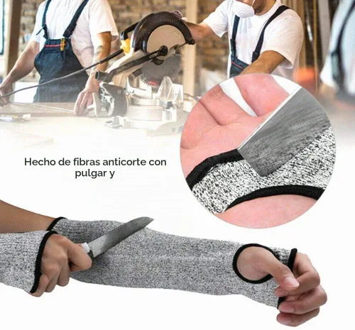 Vista 2 de Guantes y mangas de nitrilo resistentes a los cortes con protección EN388 Nivel 5 Negro
