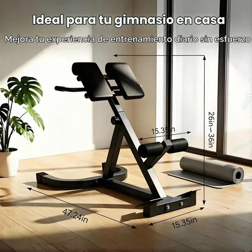 Vista 6 de ComMax Roman Chair Back Hyperextension Bench Adjustable Back Exercise Machine Home Gym Workout Equipment for Abs and Glute Negro