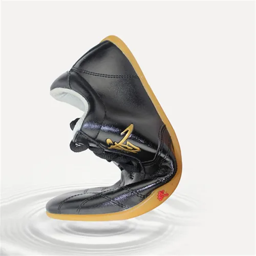 Vista 3 de VEACAM Zapatos de artes marciales de cuero Karate Kung Fu Taichi Trainer para niños y adultos, ligeros Wing Chun Gym Slipper