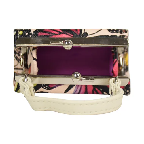 Vista 2 de Caja de lápiz labial mariposa con asa Mini monedero Mahjong - Beige
