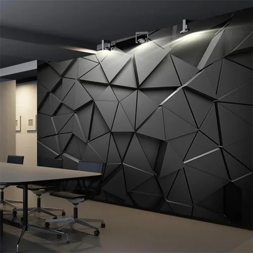 Vista 16 de Murales de pared 3D de bloques geométricos nórdicos 3D en blanco y negro, papel tapiz de geometría moderna, murales panorámicos, adecuado