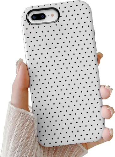 Vista 10 de Compatible con iPhone SE/8/7 Funda Linda para Celular, Diseño de Patrón Estético de Puntos, Funda Protectora Antiarañazos de 2 Capas Híbridas a Azul