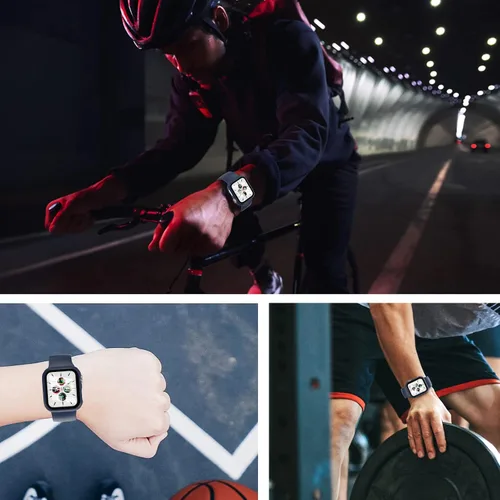 Vista 7 de Juego de 3 fundas compatibles con Apple Watch SE 3 Series 6/5/4 de 44 mm con protector de pantalla de vidrio templado, cubierta protectora