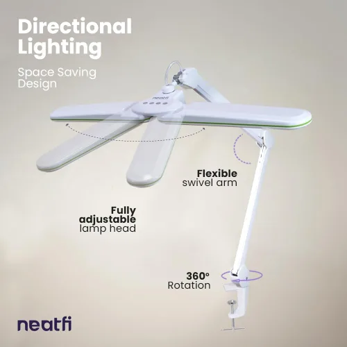 Vista 5 de Neatfi Elite HD XL - Lámpara LED de escritorio, 3 modos de luz, 90 piezas SMD LED, atenuación no polar, iluminación brillante que cuida los ojos