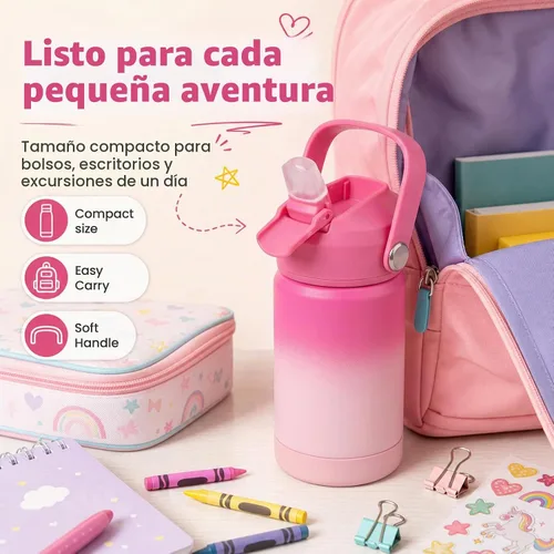 Vista 6 de Konokyo - Botella de agua deportiva aislada de acero inoxidable de 18 onzas con tapa con popote Black; BPA-free, leak-proof sports bottle with