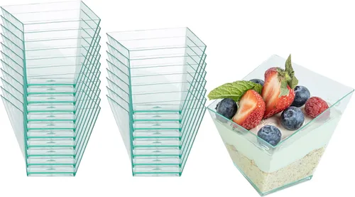 Vista 17 de Restaurantware Platos de postre de 2 onzas, 100 mini tazas desechables para servir fiestas, platos Girata de plástico negro duradero y sostenible